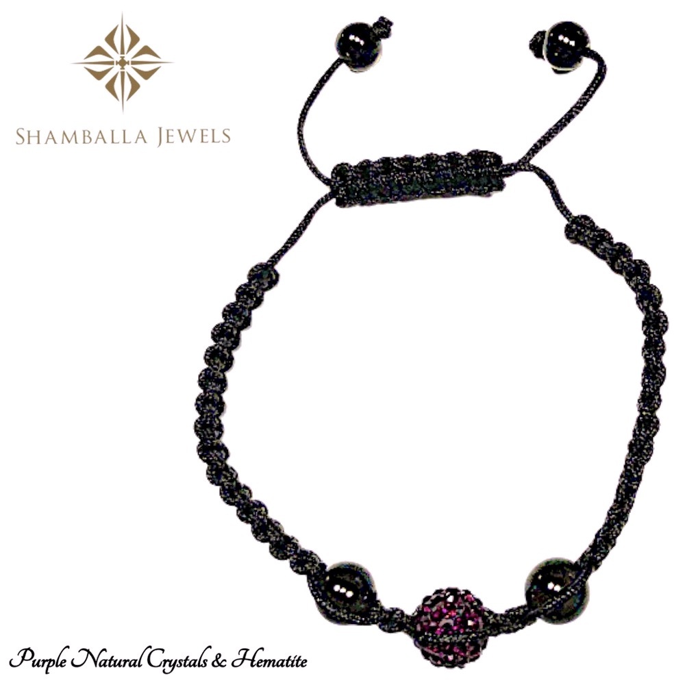 NEW Shamballa 10MM Amethyst Crystals & Hematite Beads Bracelet